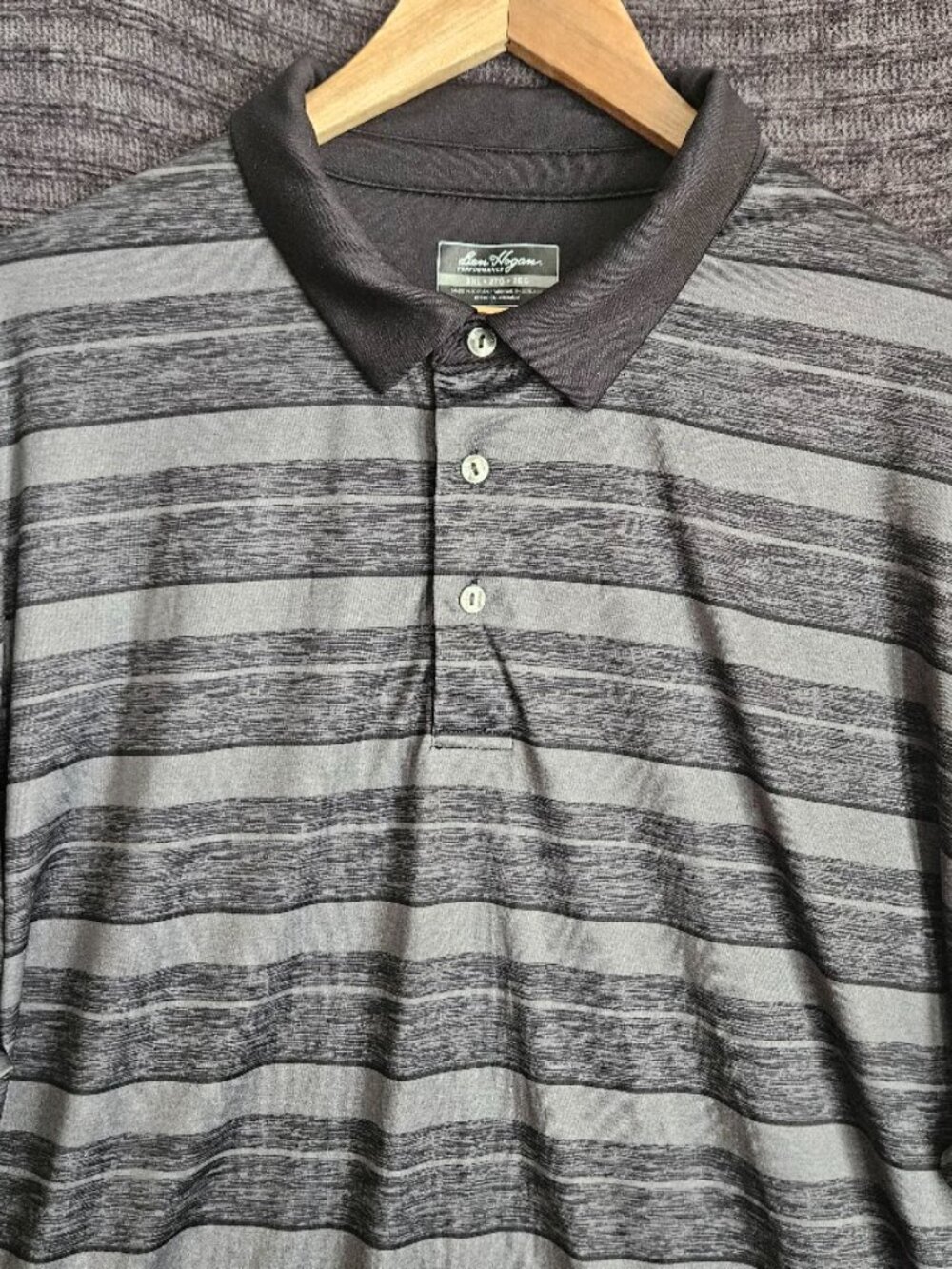 Ben Hogan Performance Golf Polo Shirt Men’s 2XL Gray Striped Short Sleeve